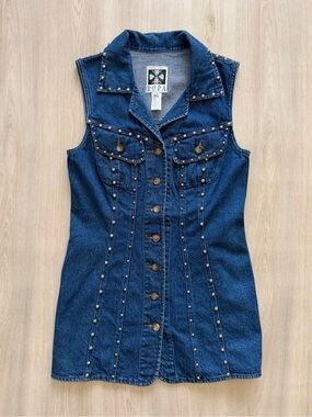Rare Vintage Hairston Roberson Ropa Western Denim Dress Sz Small